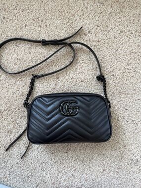 Gucci Black Chevron Matelassé Camera Crossbody Bag